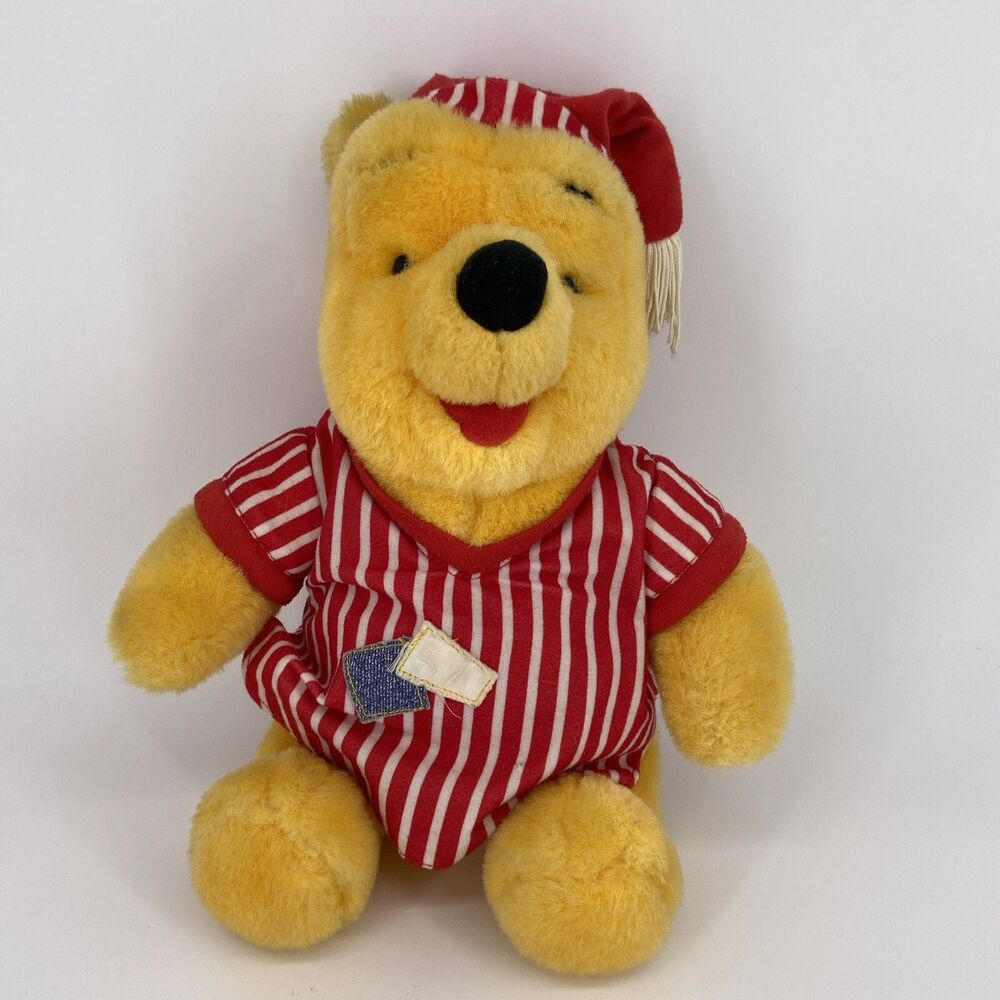 Vtg Disney Winnie The Pooh Plush Mattel Pajamas Night Cap 14” Stuffed Bear 1998
